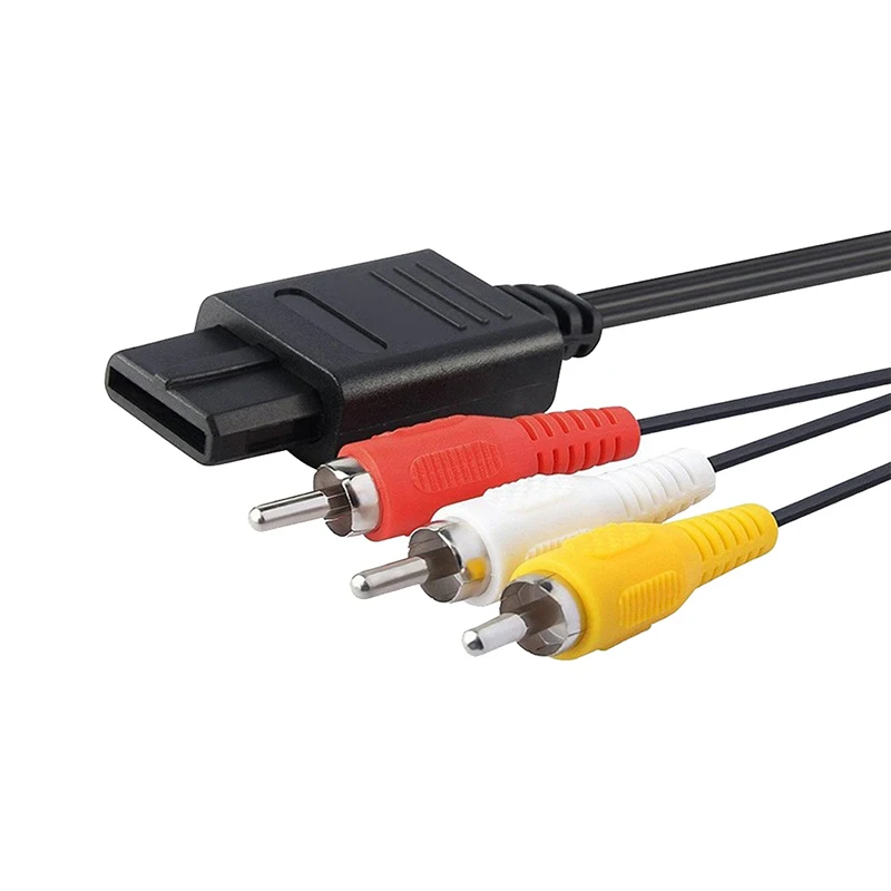 1.8M RCA AV Composite Audio Video Cable for N64 GameCube SNES Retro Game Console Accessory