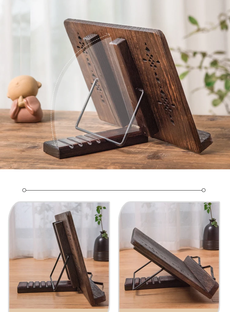 Chinese Knot Antique Foldable Natural Paulownia Wood Book Shelf  Guqin Spectrum Shelf Reading Frame Calligraphy Imitating