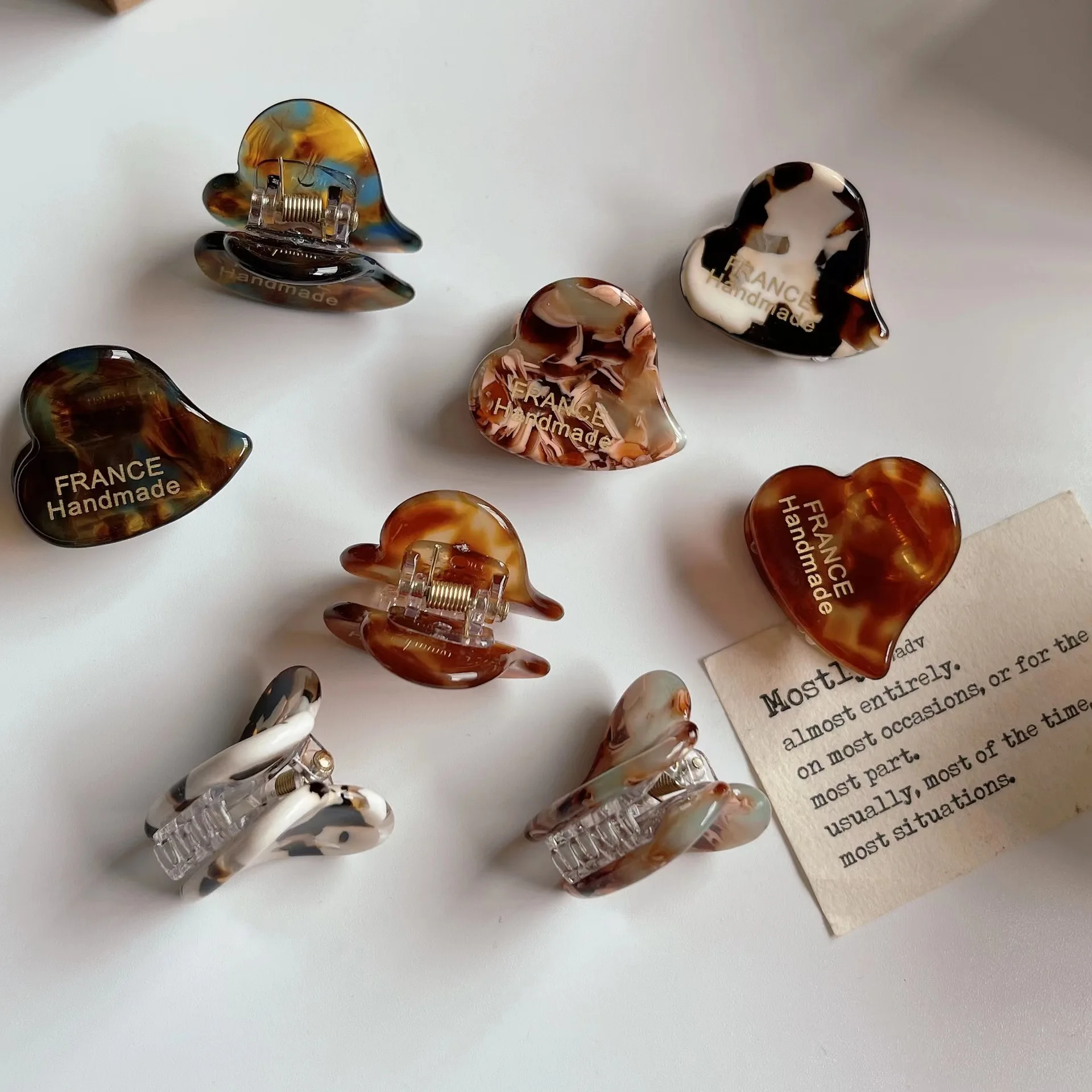 

Mini Hair Claw Clips Acetate Heart Shape Korean Style Gold Letter Side Bangs Claw for Thin Hair Women Kids