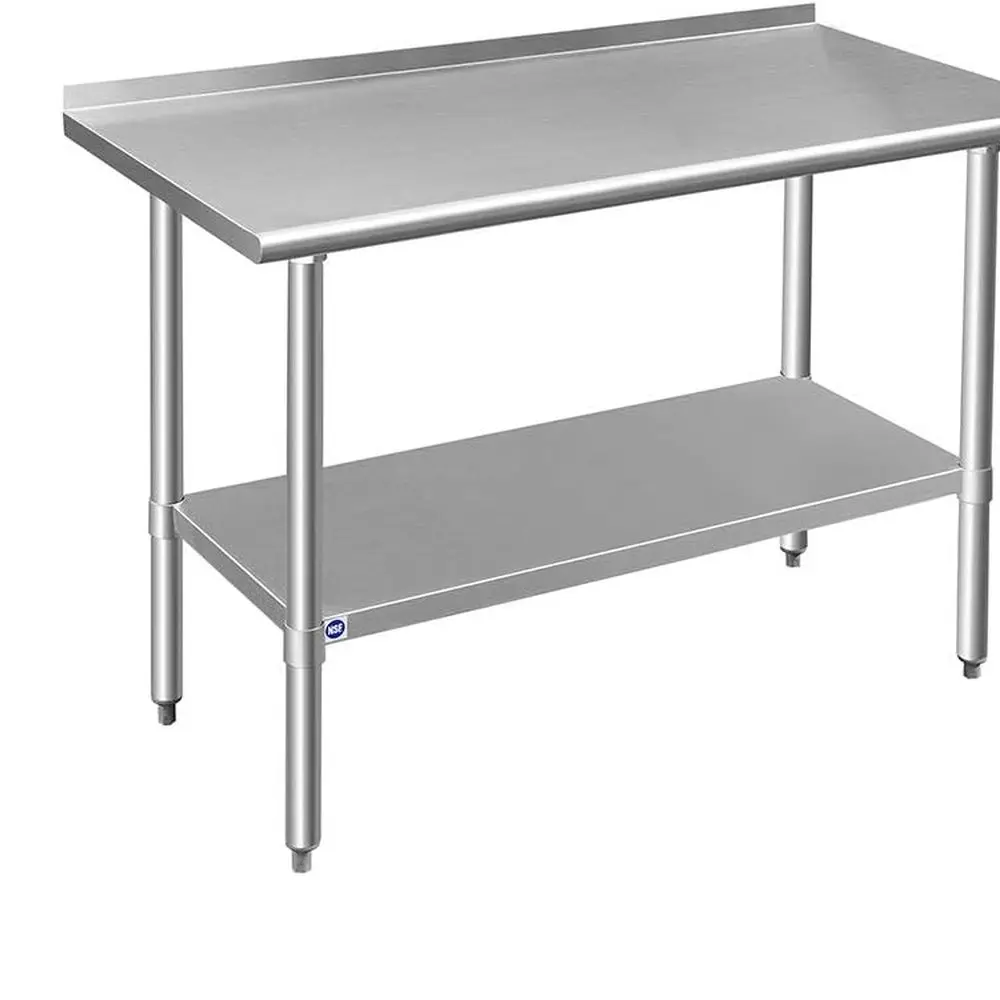 

Стол из нержавеющей стали для приготовления и работы с щитком 24x48 дюймов, металлический коммерческий кухонный сверхмощный стол NSF с регулировкой