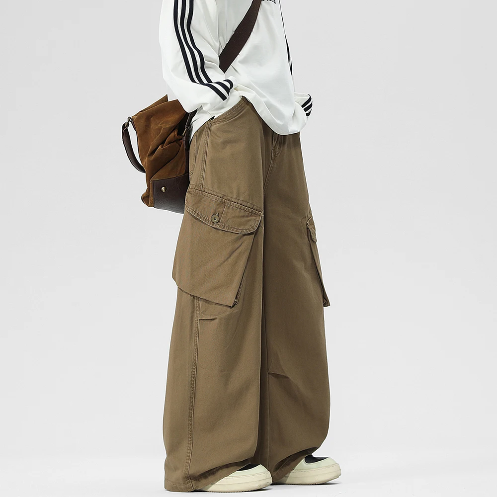 2887 American Retro Scimitar Color Fabric Casual Pants Loose Cleanfi Wide Leg Draped Three-Dimensional Cut Jeans