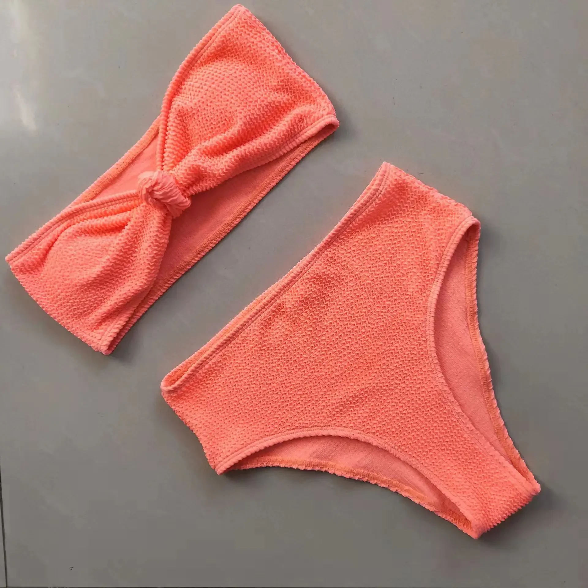 sexy front knot bandeau bikinis sets biquini high waist thong swimsuit Swimwear Biquini conjunto de bikini tankini beachwear