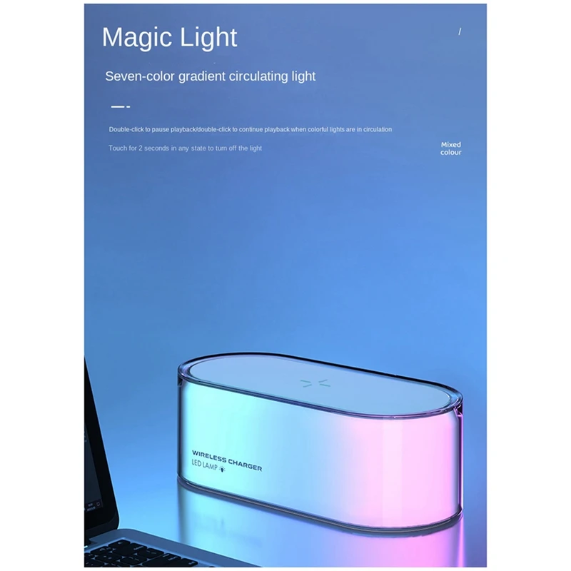 Imagem -04 - Ajuste sem Fio Night Light com Led Touch Lâmpada de Cabeceira Brilho Ajustável 15w Carga Rápida Branco Fácil Instalar