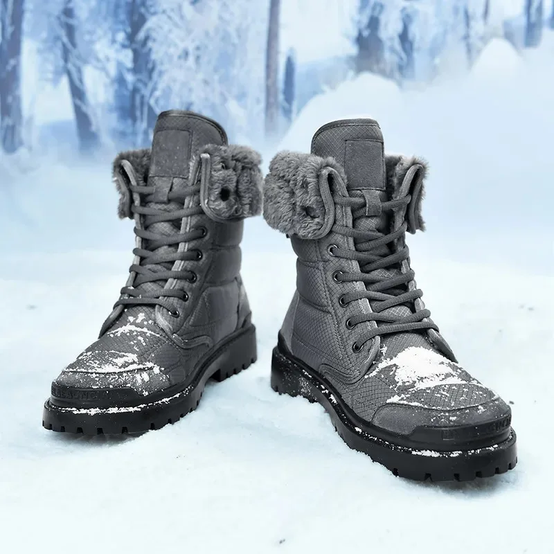 Bottes de neige mi-mollet en peluche imperméables pour hommes, chaussures décontractées, haut de gamme, extérieur, garder au chaud, grande taille 47 48, hiver