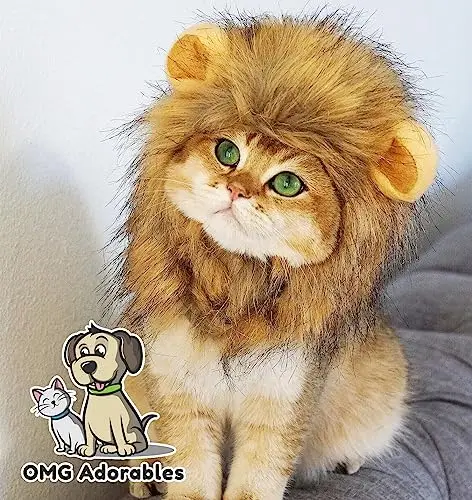 

Lion Mane Costume for Cats Cat Lion Mane Halloween Costume Lion Costume Cat Cosplay Dress Up Pet Hat for Kitty Cat Cosplay Dress