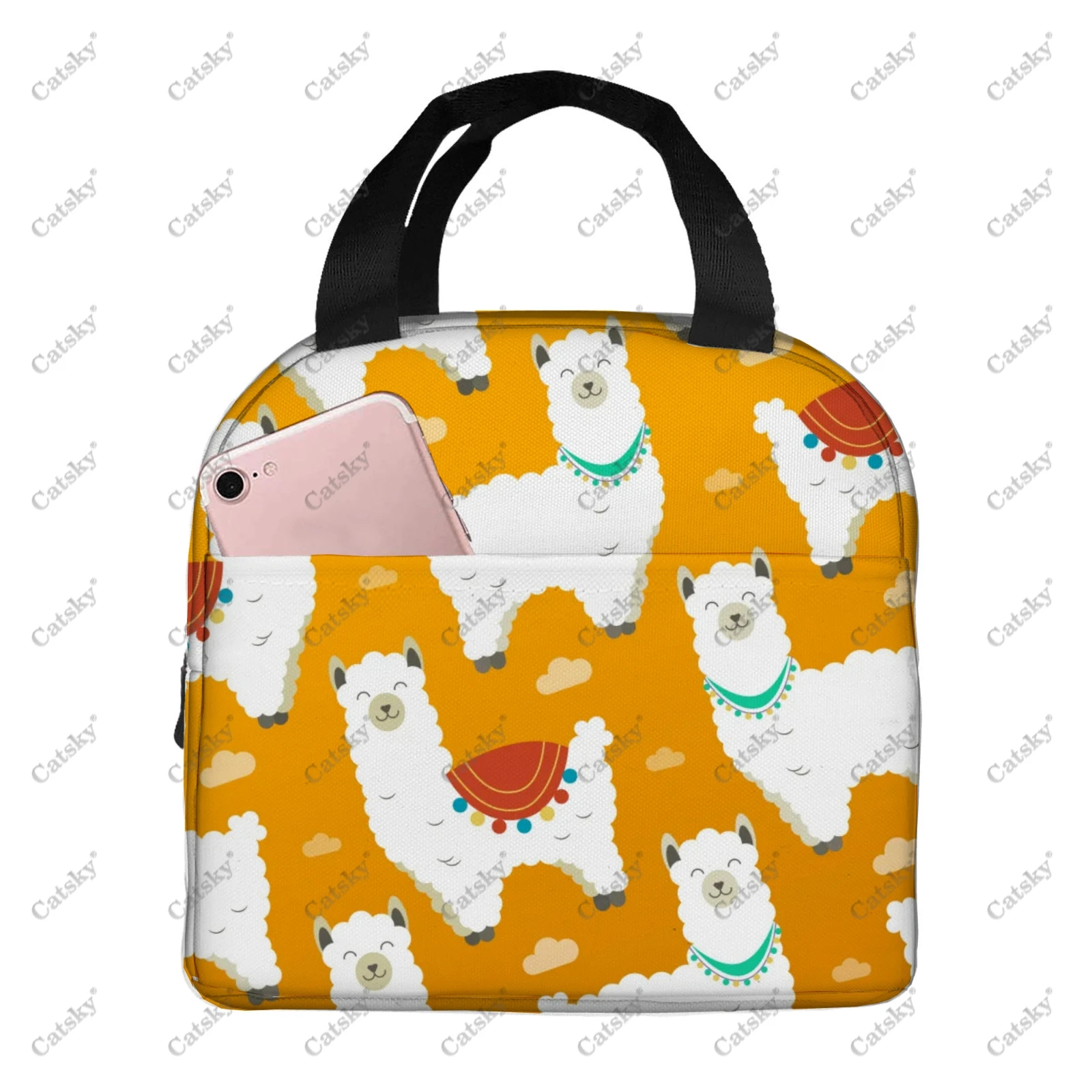 Cartoon Alpaca Portable Aluminum Foil Thickened Insulated Insulated Lunch Bag Waterproof Insulated Lunch Tote Bag