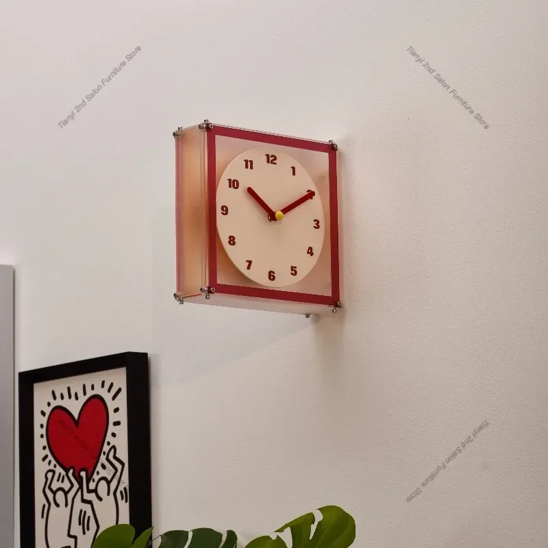 Nordic Creative Double-sided Wall Clock Modern Design Square Corner Clock Living Room High-end Home Decor reloj de pared FYWC