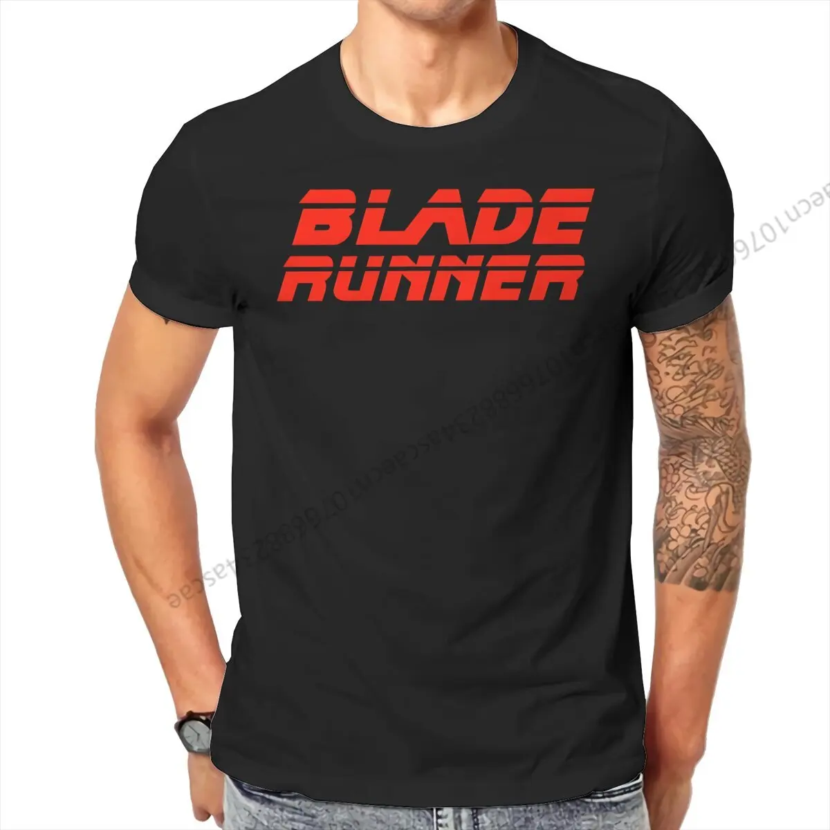 تي شيرت قطني برقبة دائرية للرجال ، عنوان عداء النصل ، ملابس صيفية