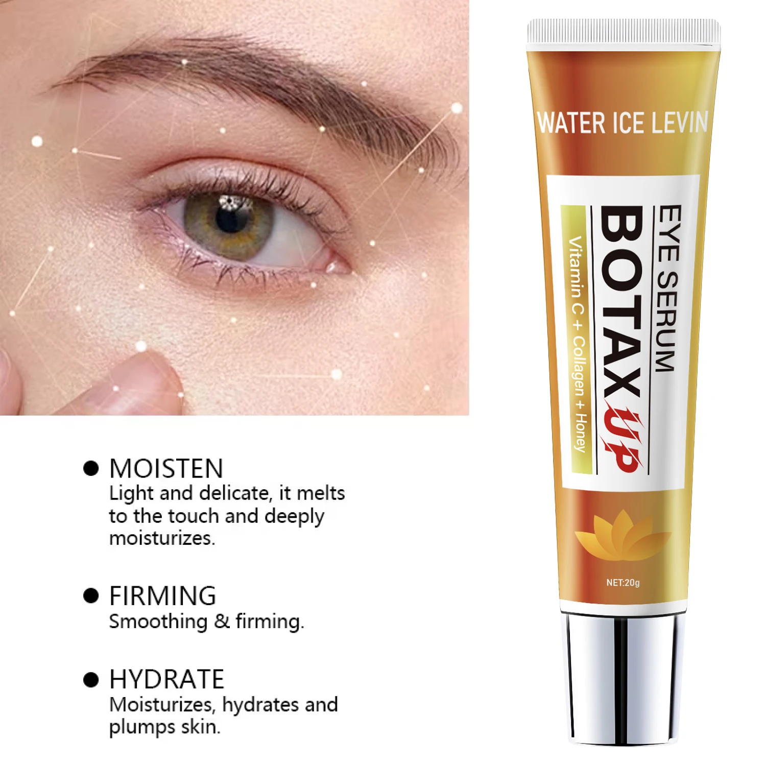 BOTAX UP Eye Serum Cream: Vitamin C/Honey/Collagen, Light Texture, Moisturizes/Protects Eye Skin for Elastic Smoothness