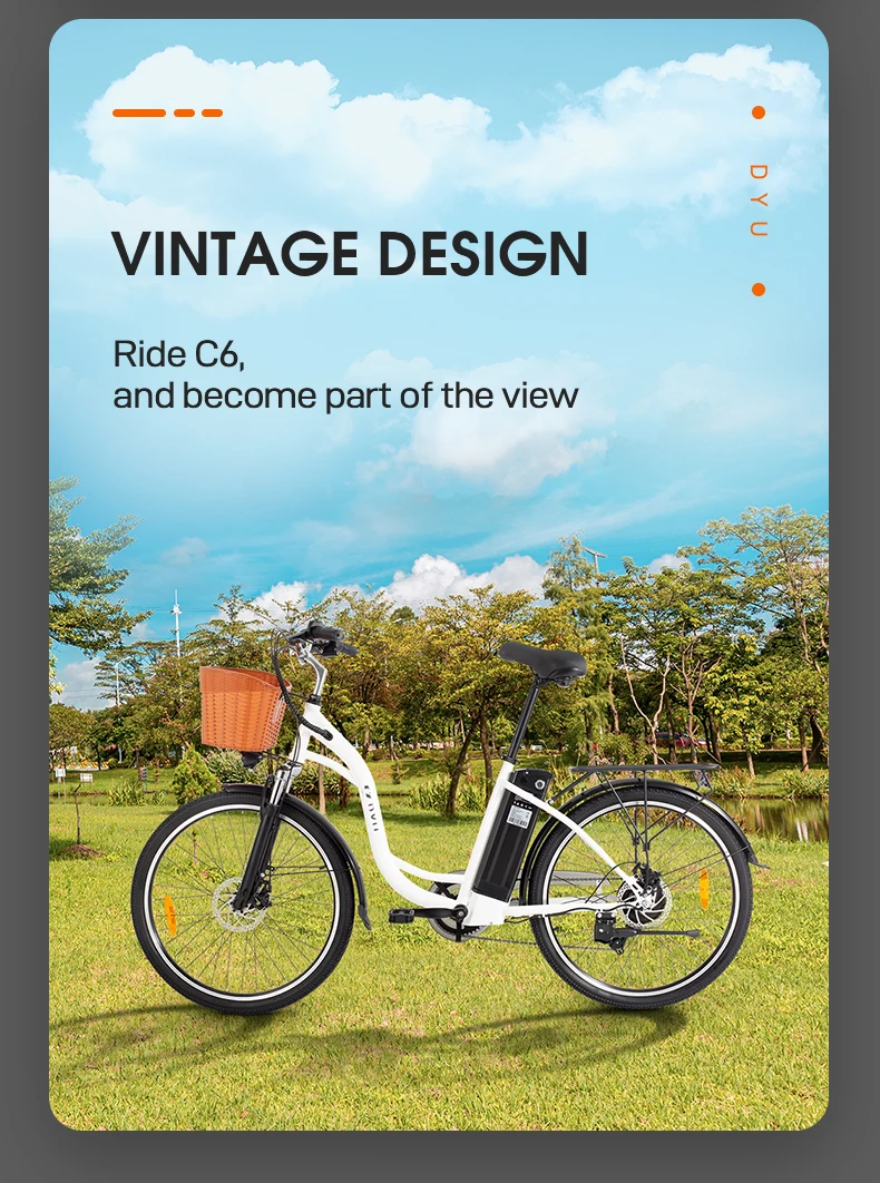 DYU C6 Elektrofahrrad 26 Zoll 250W All-Terrain-Elektrofahrrad 36V 12,5AH Batterie Elektrofahrräder für den Stadtverkehr – Detail 13