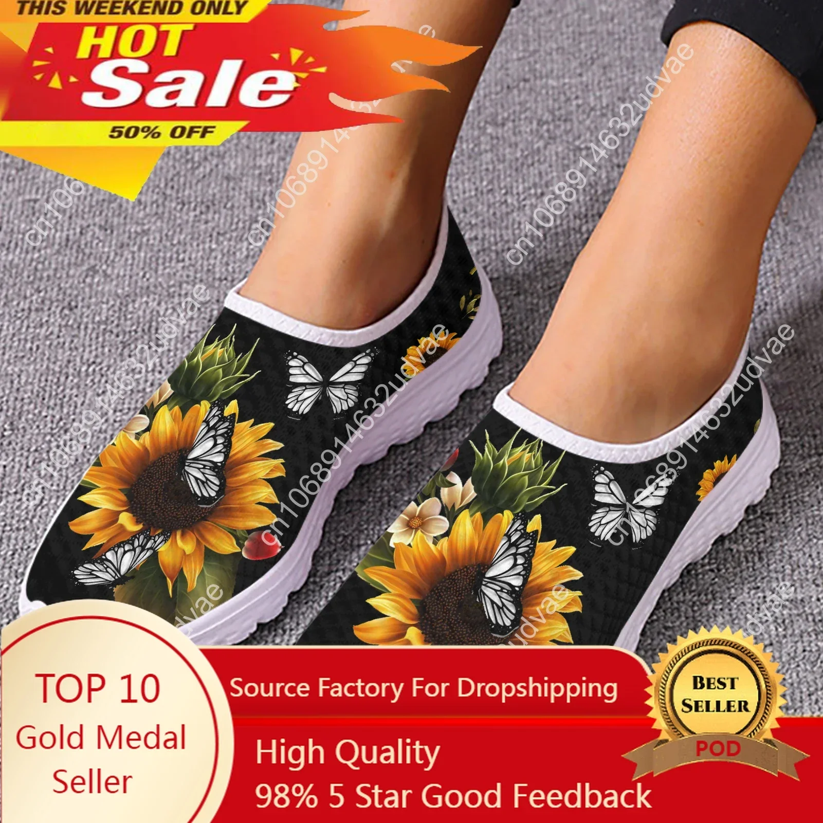 Moda girasole farfalla mocassini estate leggero traspirante scarpe da passeggio all'aperto Sneakers Casual Zapatos