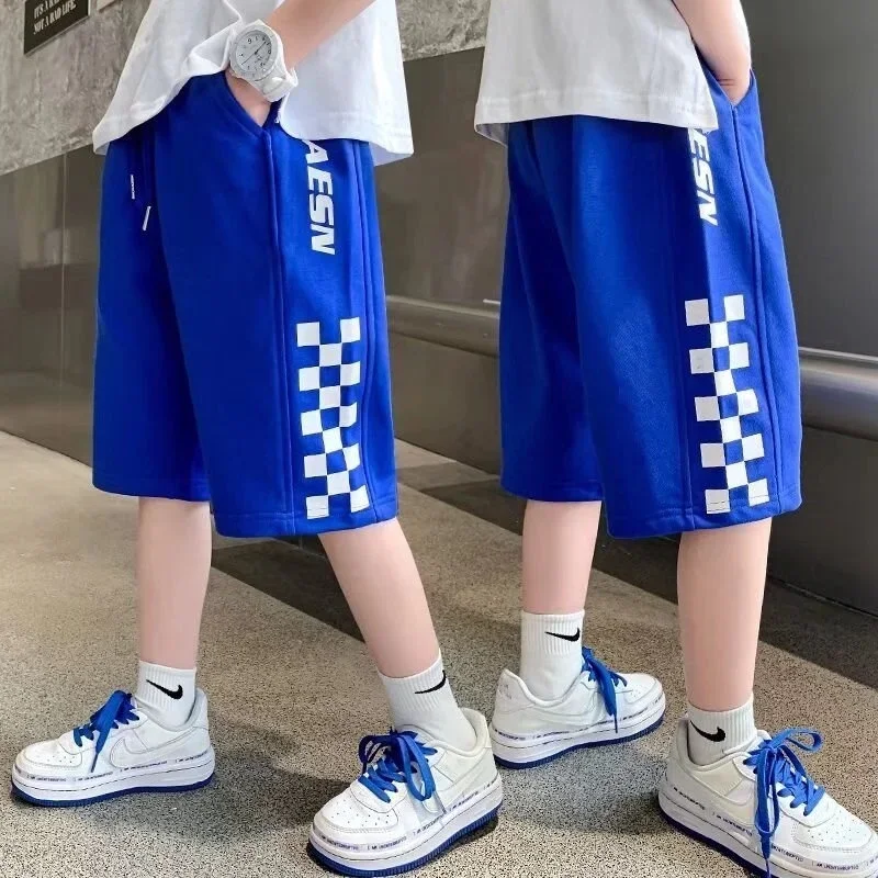 Fried Street Boy's Middle Pants Middle-aged Children's Sports Casual Shorts Summer Thin Thin Loose Children's Cropped Pants Tide