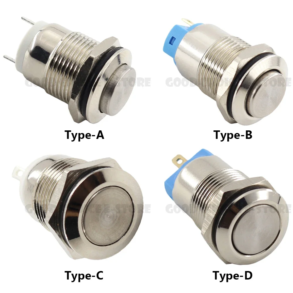 DC 12V~24V 1A Press Push Button Switch Self-Reset/Self-locking Push Switch (Without Indicator) for DIY Projects