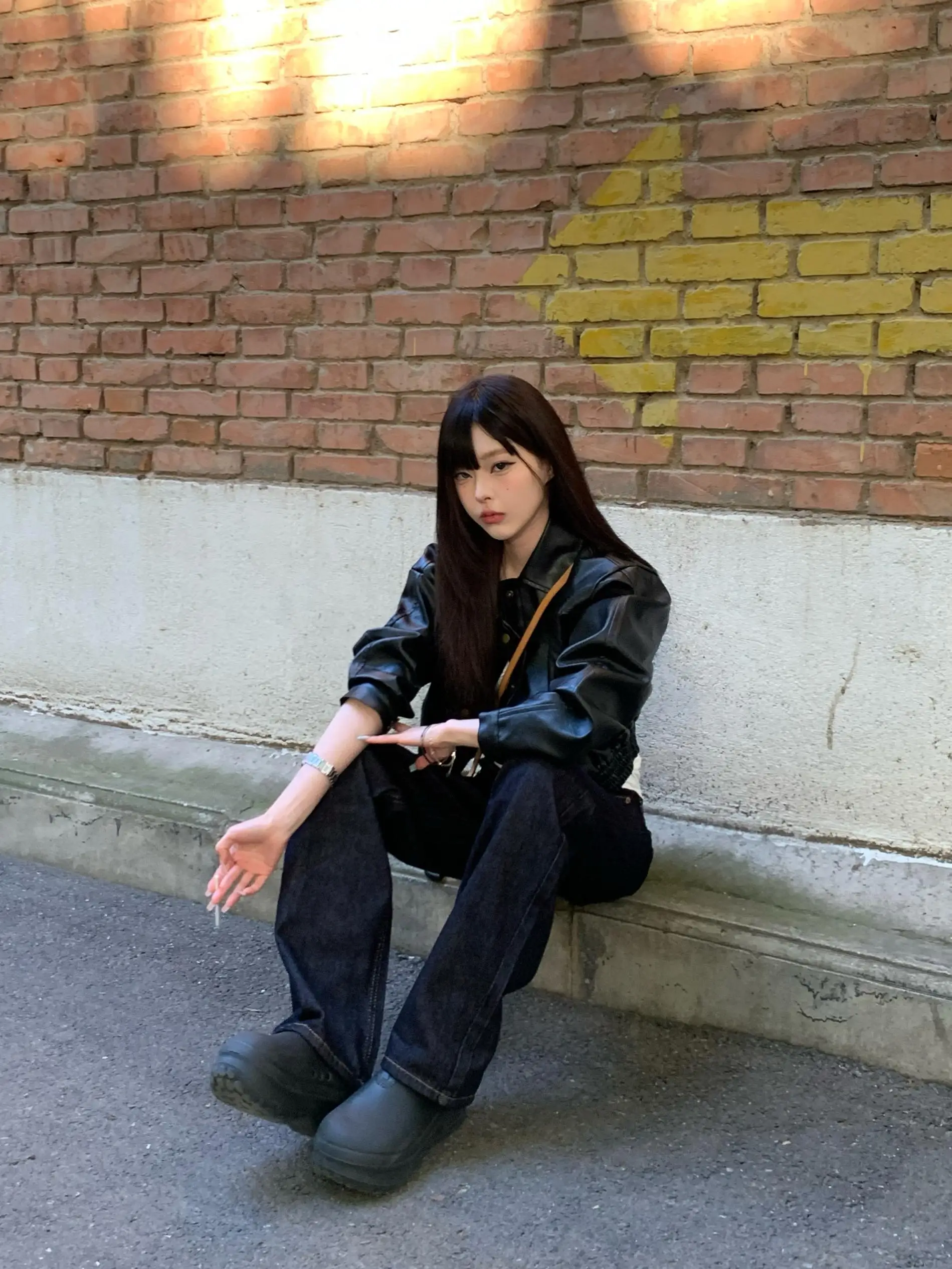 ラブデス クール オルト ブラ PUレザー ジャケット レディース バイカー スタイル ウィンドブレーカー ストリートファッション オーバーロング ジッパー装飾