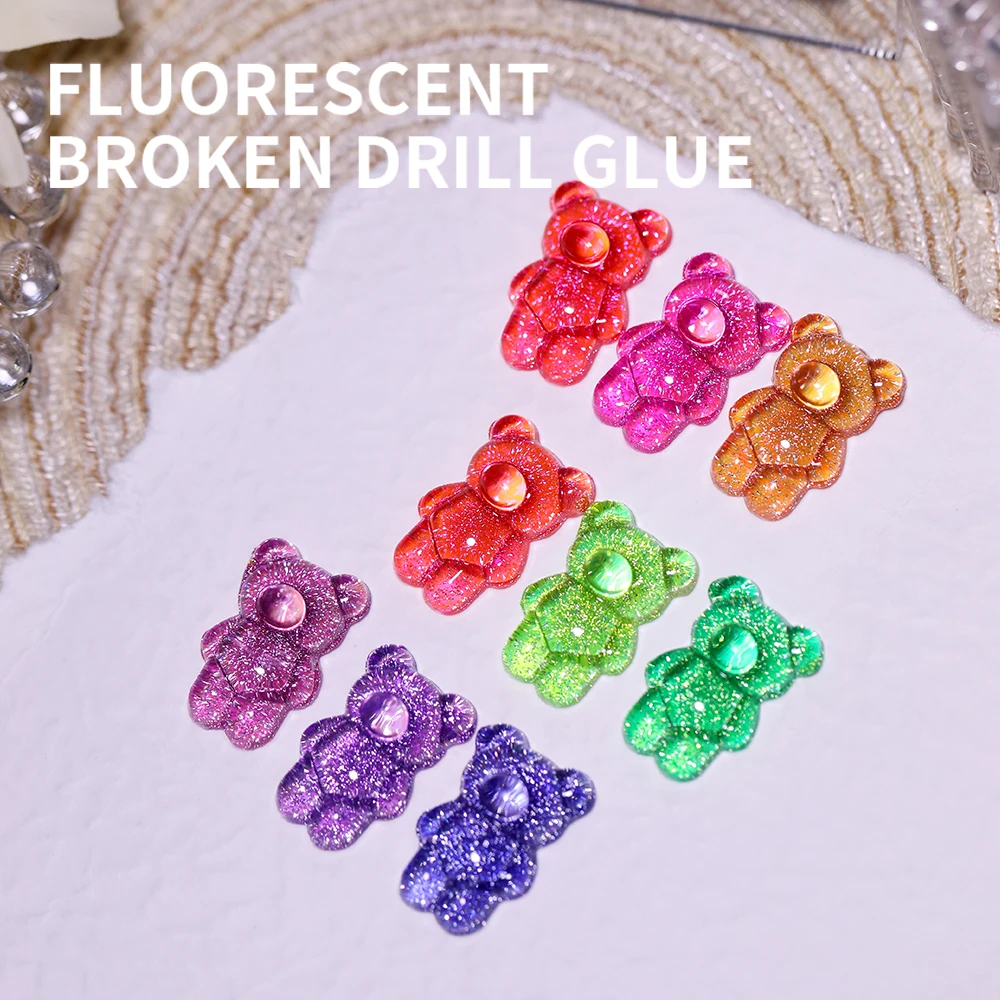 Vendeeni 9 Color Sparkling Fluorescent Broken Diamond Gel Nail Polish Shiny UV Soak Off Gel Varnish Glitter Nail Art Gel Lacquer