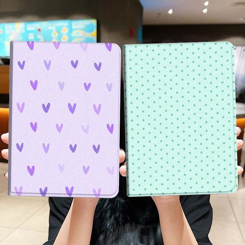 

Purple Green Love Wave Point Gift For iPad Pro Air Mini 2 3 4 5 6 7 6th 7th 10th 11th 10.2 9.7 10.5 11 Foldable Tablet Case