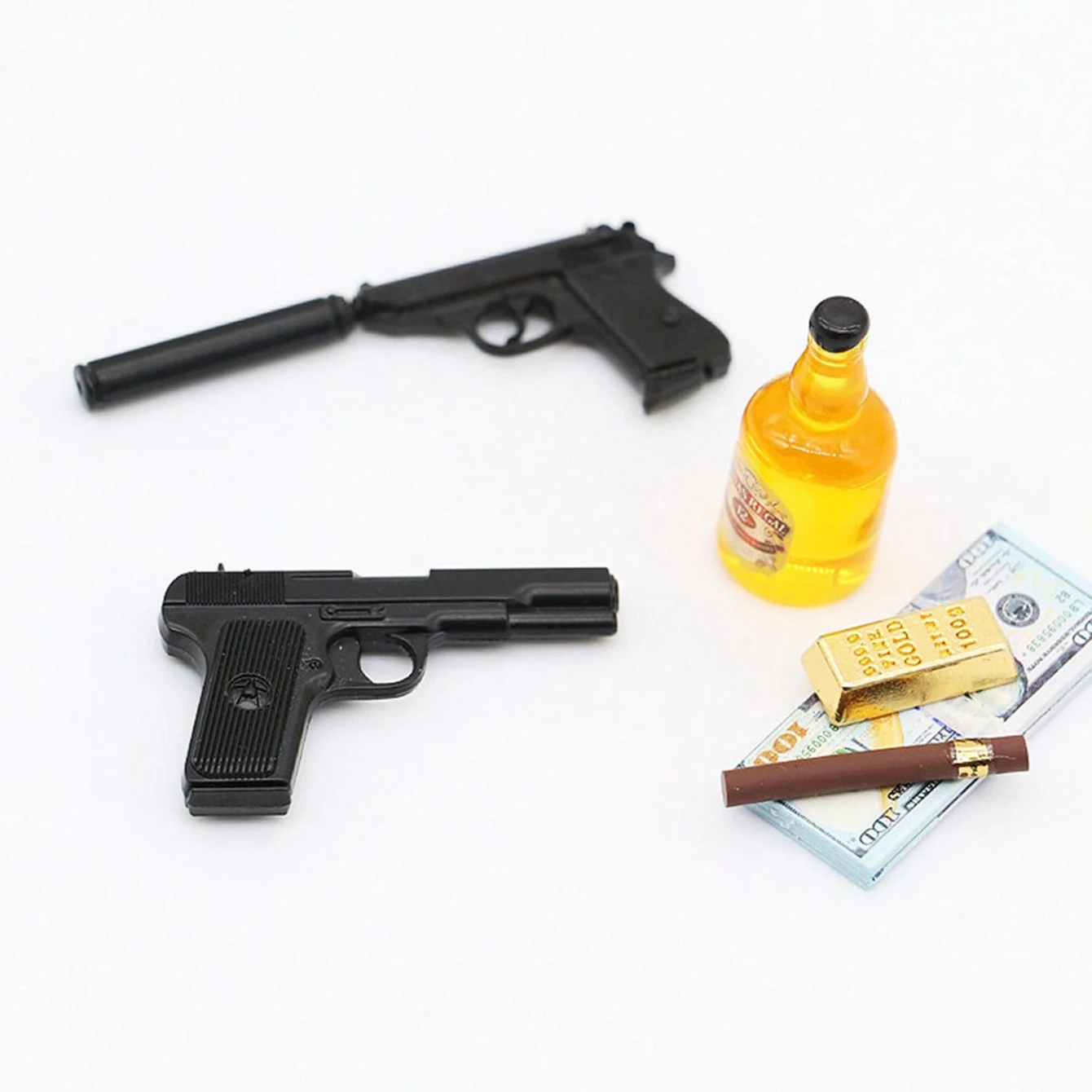 1 Stück Miniatur-Waffenmodelle, Mikro-Requisiten-Zubehör, Schwarze Spielzeugwaffen, für Mini-Kampfspiel-Requisiten – Detail 4