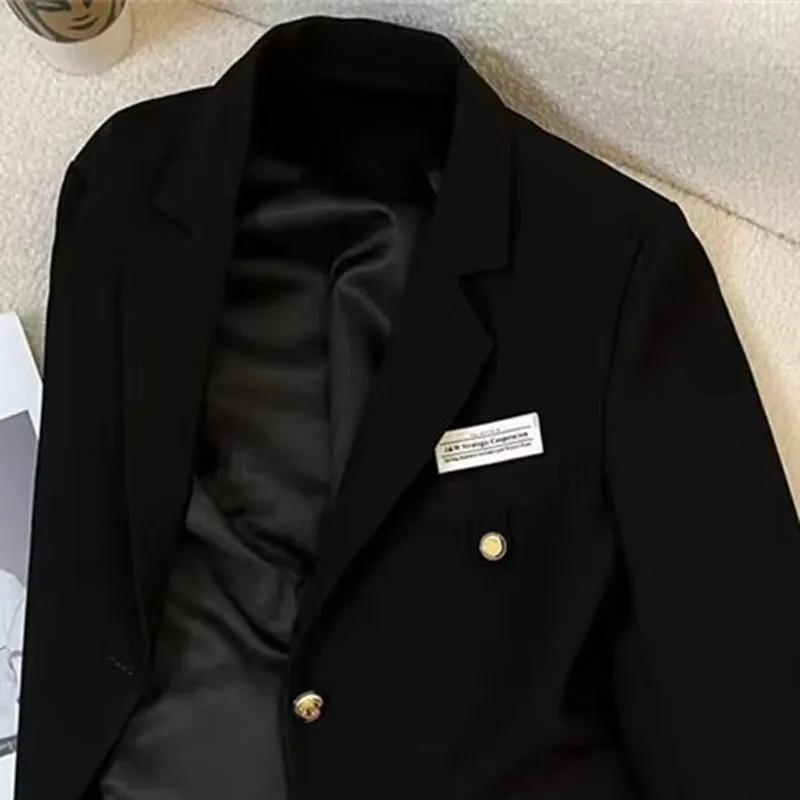 

Fashion Design Black Casual Suit Jacket Women Jacket New 2026 Spring Autumn Suit Top Versatile College Style Suit Coat Female