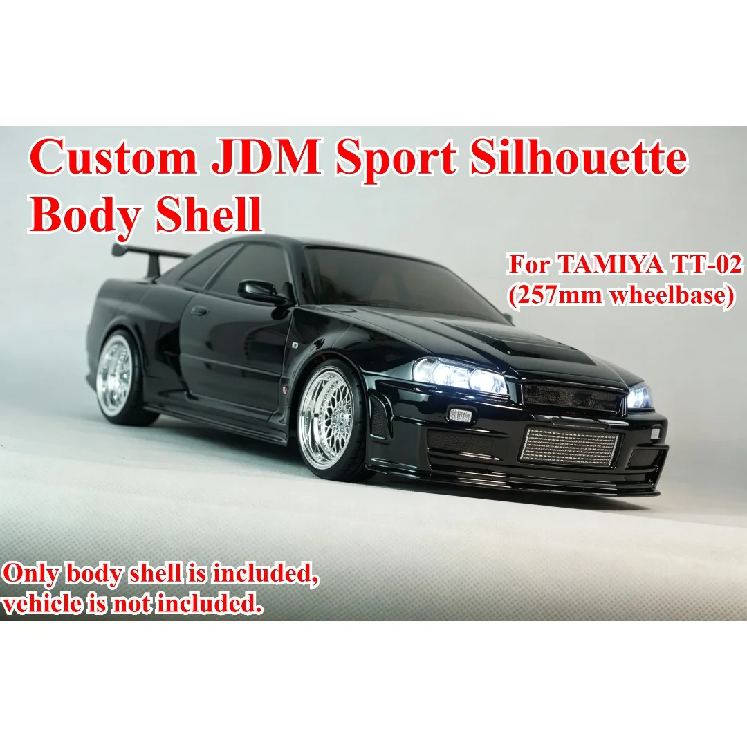 1/10 RC Drift Car Custom Classic JDM Sports Car Silhouette Body Shell For TAMIYA TT02 Exterior Appearance Upgrade Accessories