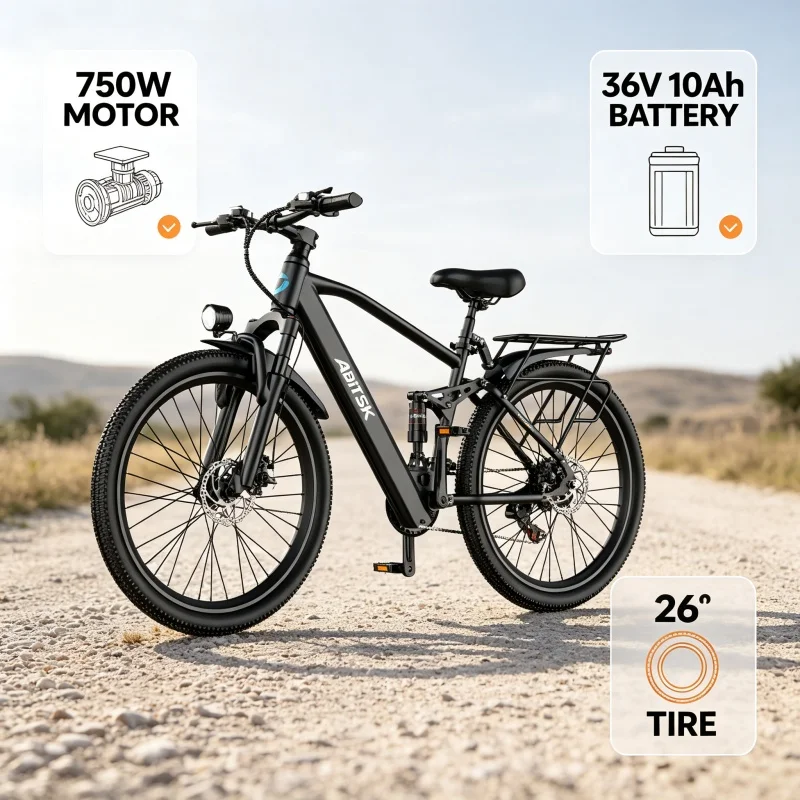 Adult Electric Bike GT900 Mountain E-Bike 750W Motor 36V15Ah Battery 7 Speed & Front Suspension for Off-Road Mountain Riding image 2