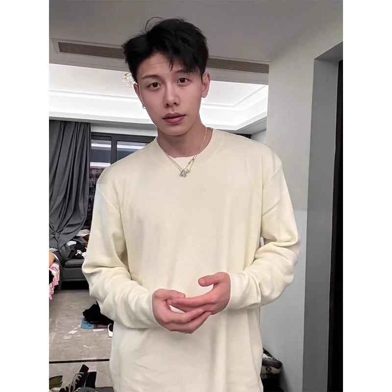 

Men's round Ne Knitwear Long Sve Inner Wear Lazy Sle High End Feeling Winter Season Base Layer Sweater Jaet
