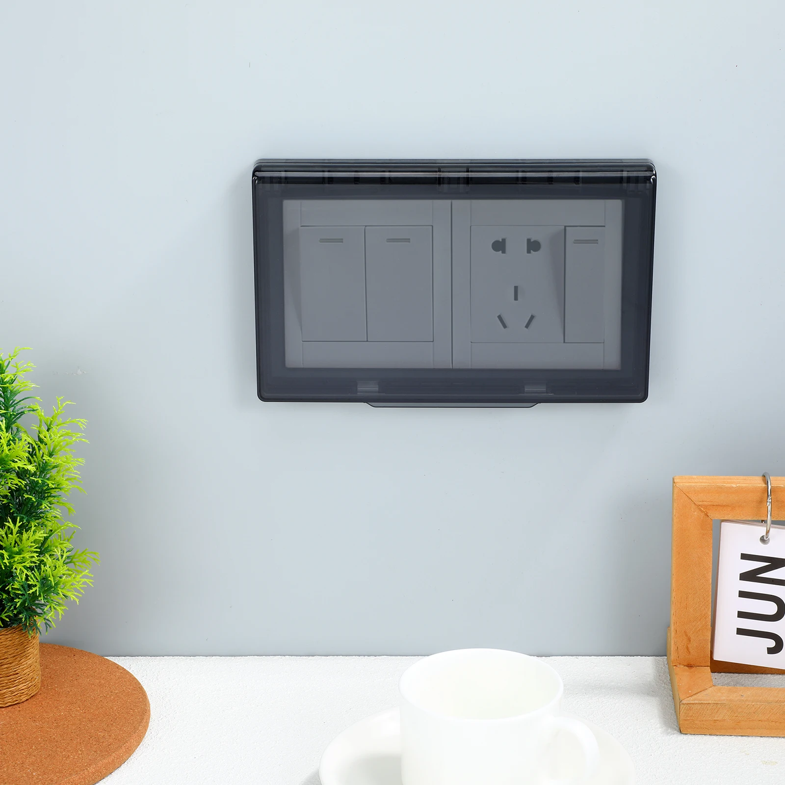 2 pezzi di copertura per presa impermeabile doppia banda ultra sottile da incasso per protezione per presa da cucina per bagno