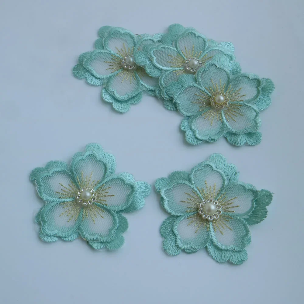 5pcs/lot 10colors DIY Handmade 2-layer Flower patches for Wedding Dress flowers for Headwear dresses hat decorative appliques