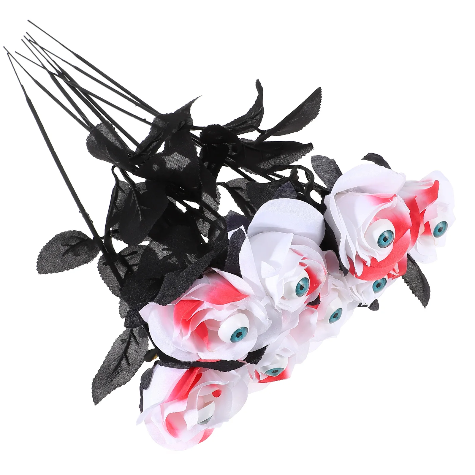 

8pcs Artificial Eyeball Rose Flowers Polyester Halloween Decor Trick Props Room Party StoreHaunted House Photo