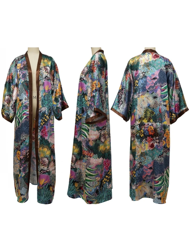 Lady Sexy Costumes Japanese Kimono Yukata Dress Cardigan Pajamas Sleepwear Woman Smooth Bathing Robe Gown 2022