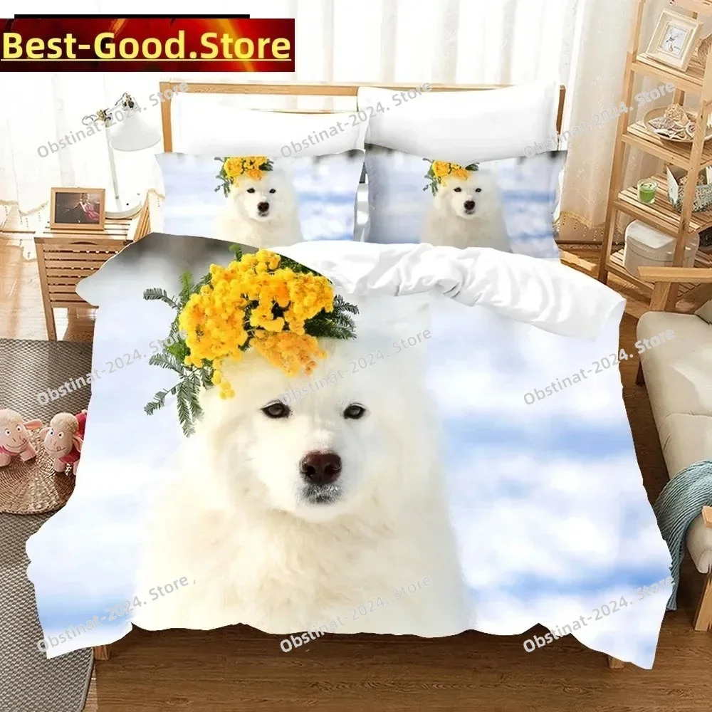 

3D Samoyed Bedding Sets Duvet Cover Set With Pillowcase Twin Full Queen King Bedclothes Bed Linen