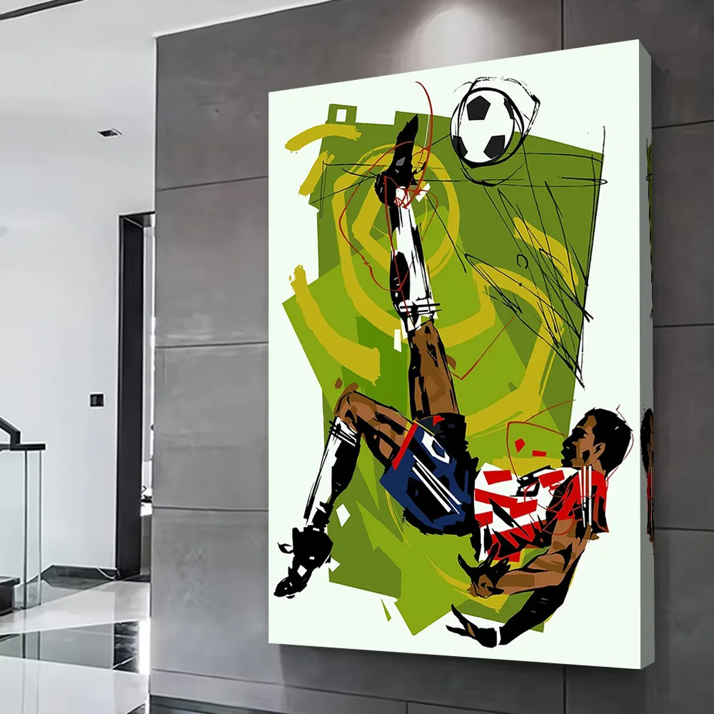 Soccer Player Performing Bicycle Kick Poster Customizable Printed Canvas Painting for Pictures Wall Art Decorative Paintings
