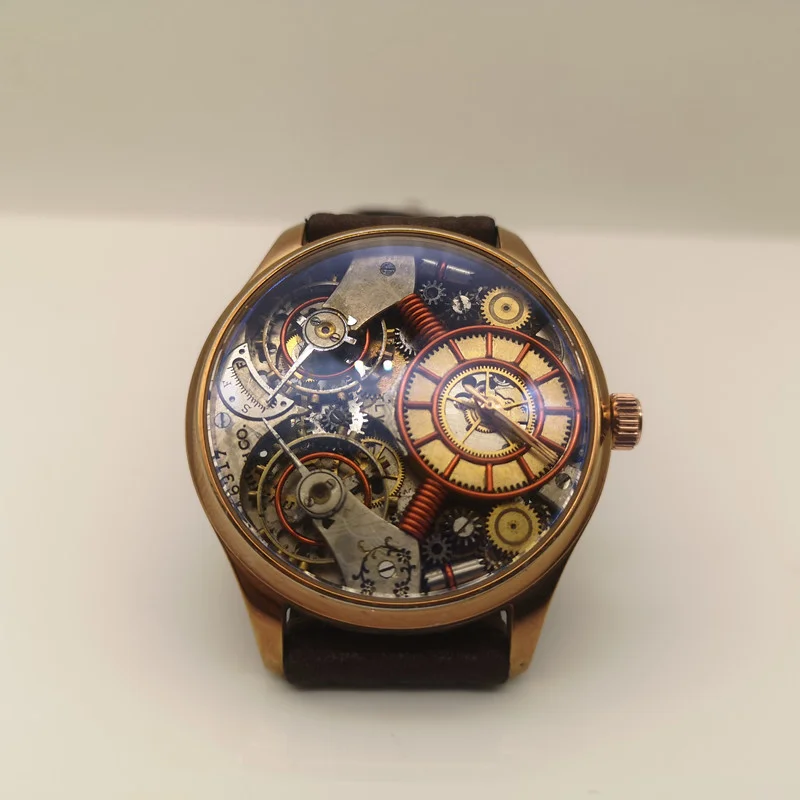 44mm Men\'s Vintage Watch Punk Automatic Mechanical Watch Stainless Steel Sapphire 50M Waterproof Unique Handmade Customization