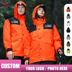 Chaqueta de esquí personalizada para hombre, abrigo de plumón cálido con logotipo impreso, extraíble, grueso, impermeable, para exteriores, Invierno