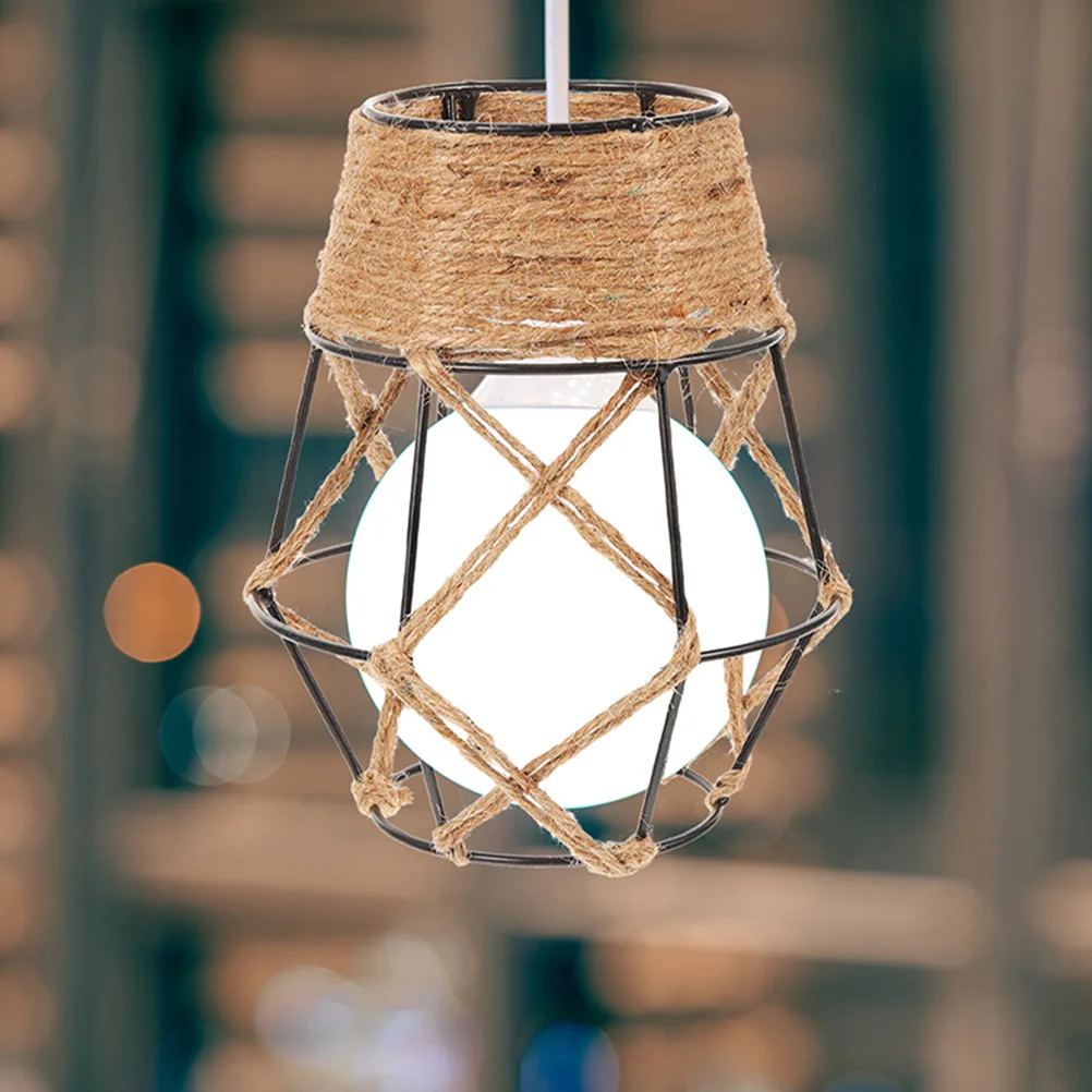 

2 pcs Hemp Rope Vintage Hanging Pendant Wall Light Covers Retro Lamp Shades Ch Shade Ceiling Lampshade Replacement Metal
