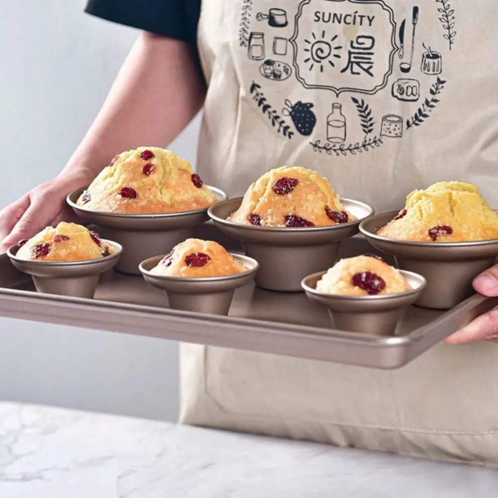 

2pcs Reusable Mushroom Shape Cupcake Mold Carbon Steel Non-stick Cupcake Baking Tray Easy To Demold DIY Baking Mold Party