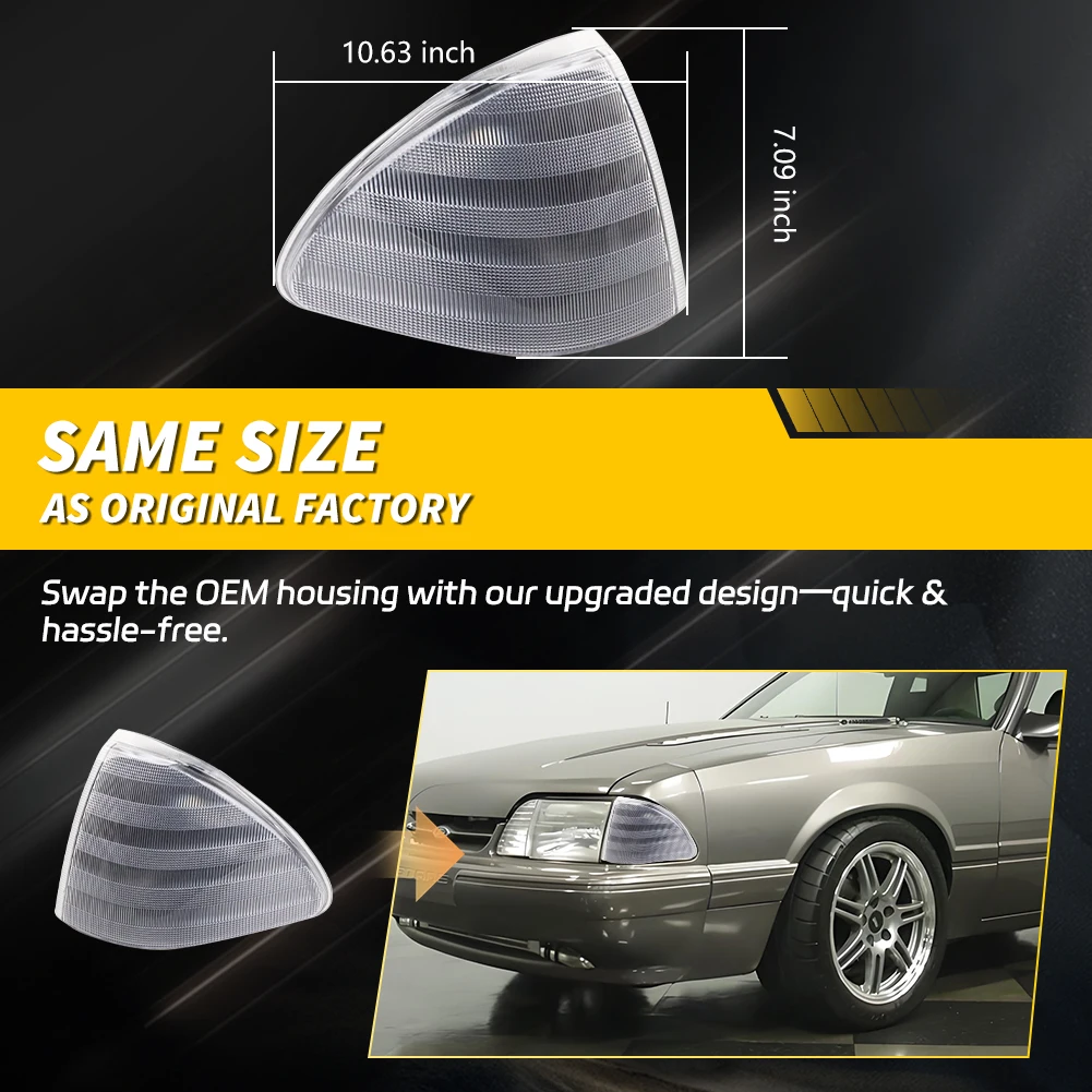 2PCS Front Corner Light Side Marker Light Turn Signal Light Parking Light For 1987 1988 1989 1990 1991 1992 1993 Ford Mustang