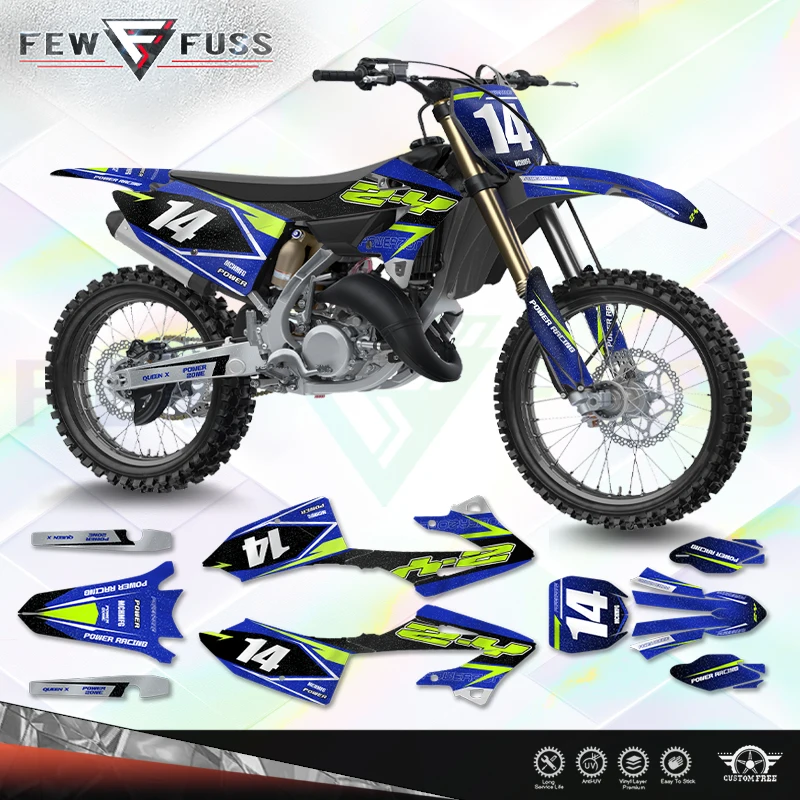 Fewfuss Holographic Chrome Decal Sticker Set fits Yamaha YZ125 YZ250 YZ250X 2022 to 2024 Motorcycle Graphics
