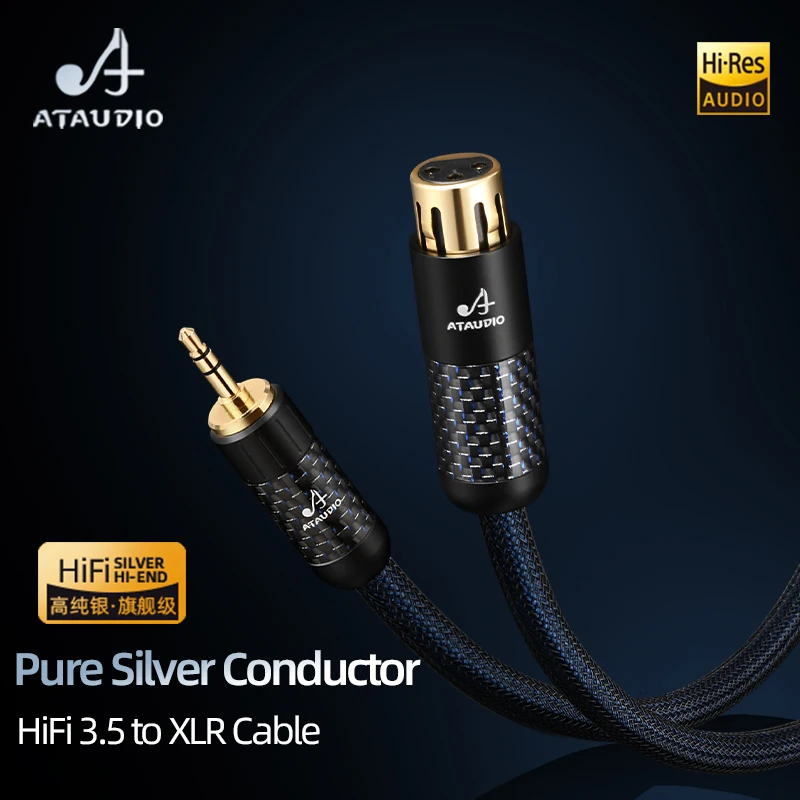 For ATAUDIO Hi-end 3.5mm XLR Audio Cable Pure Copper Carbon Fiber Gold-Plated Connector For Microphone Projector Power Amplifier