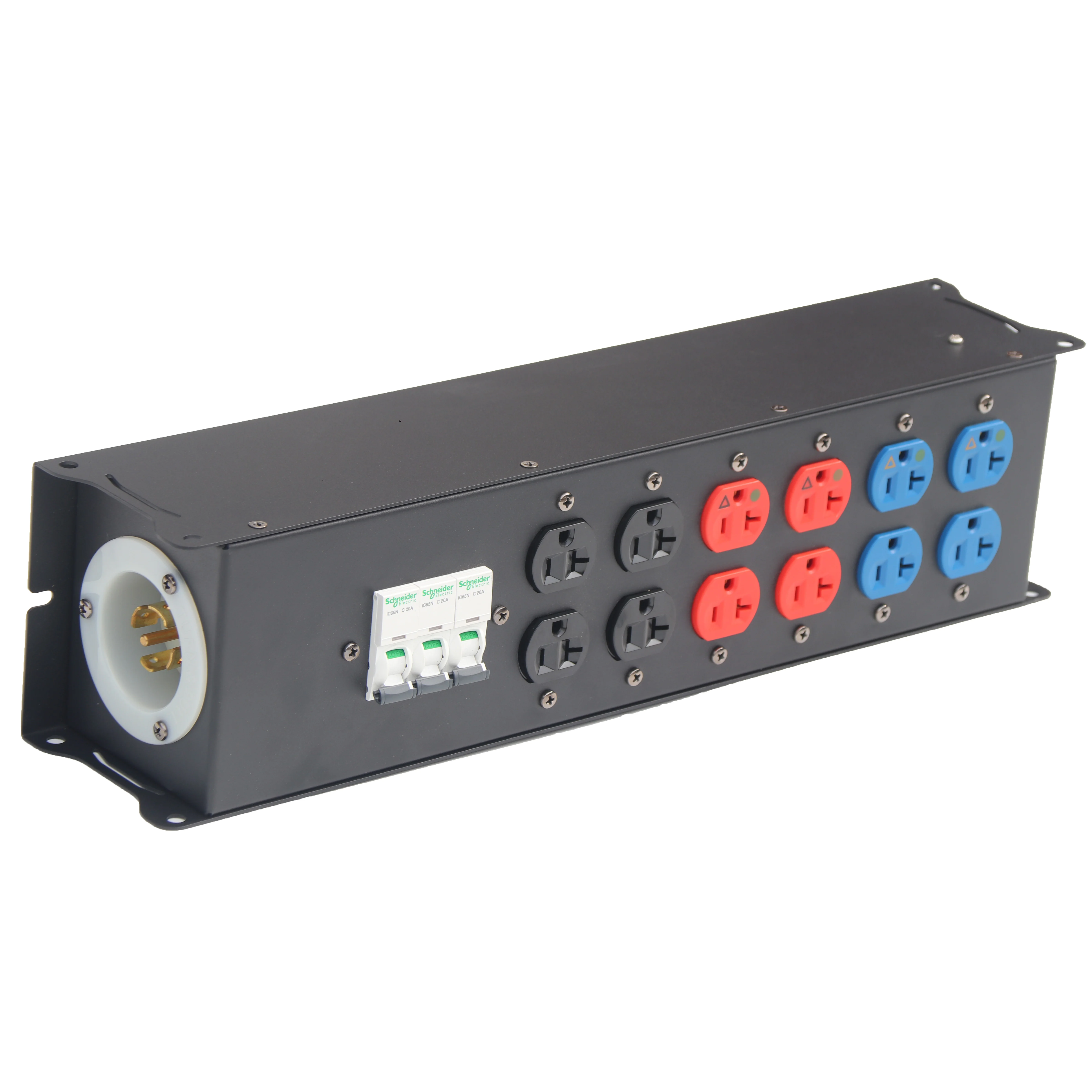 Professional Factory 6 Way NEMA5-20A Edison Duplex Output Power Distribution Box L21-30 Twistlock Input Power Rack for Stage