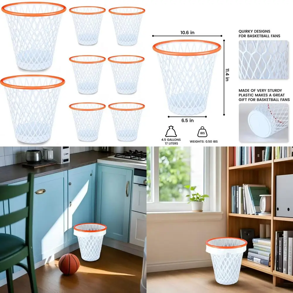 

Basketball-Themed 4.5 Gallon Plastic Wastebasket for Home, Office, Kitchen, and Living Room - Ideal Gift for Basketball Fans