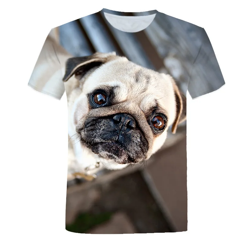 

2023 New Cute Pug Dog Men 3D Printed T-shirt Summer Child Casual Comfortable Tops Boy Girl Clothing Streetwear Tee Y2K Tops