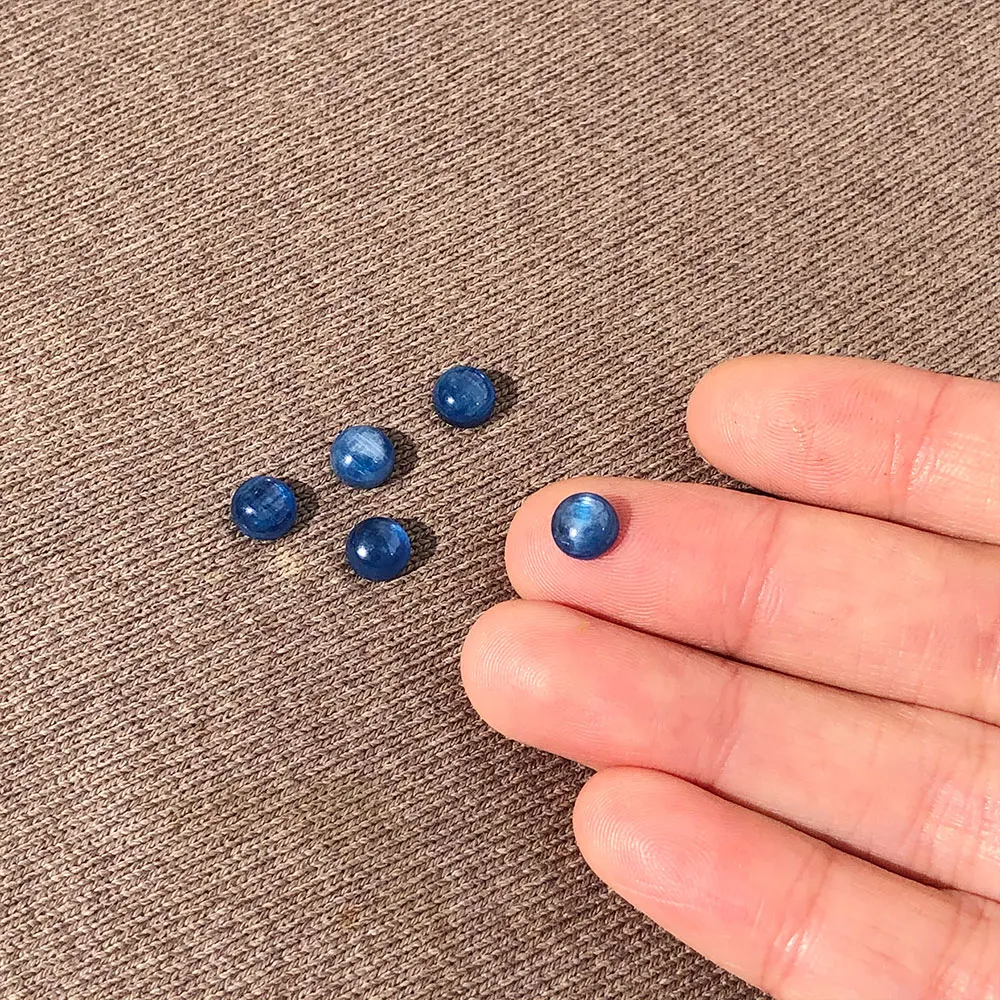 1pc Natural Kianite Blue Kyanite Round Small Cabochon Crystals Crystal Healing Stone Gemstone for Rings Reiki Jewelry Making