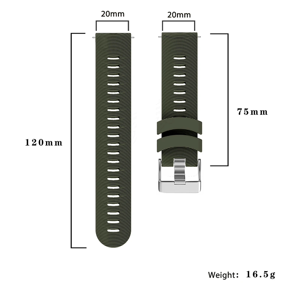 WatchBands 20mm Strap for Garmin Forerunner 245 Original Outdoor Accessory Band Running Silicone Man Garmin Forerunner 168 20mm