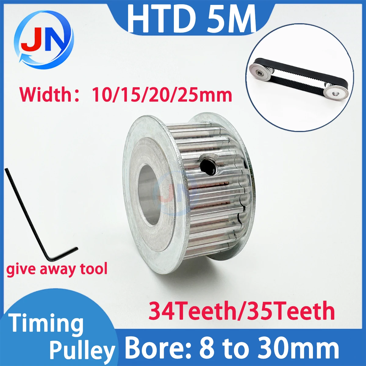 HTD5M 34T 35T Timing Pulley 35Teeth 10 15 20 25mm Width Toothed Belt Pulleys 8 10 12 14 17 18mm Bore Gear Pulley for CNC Machine