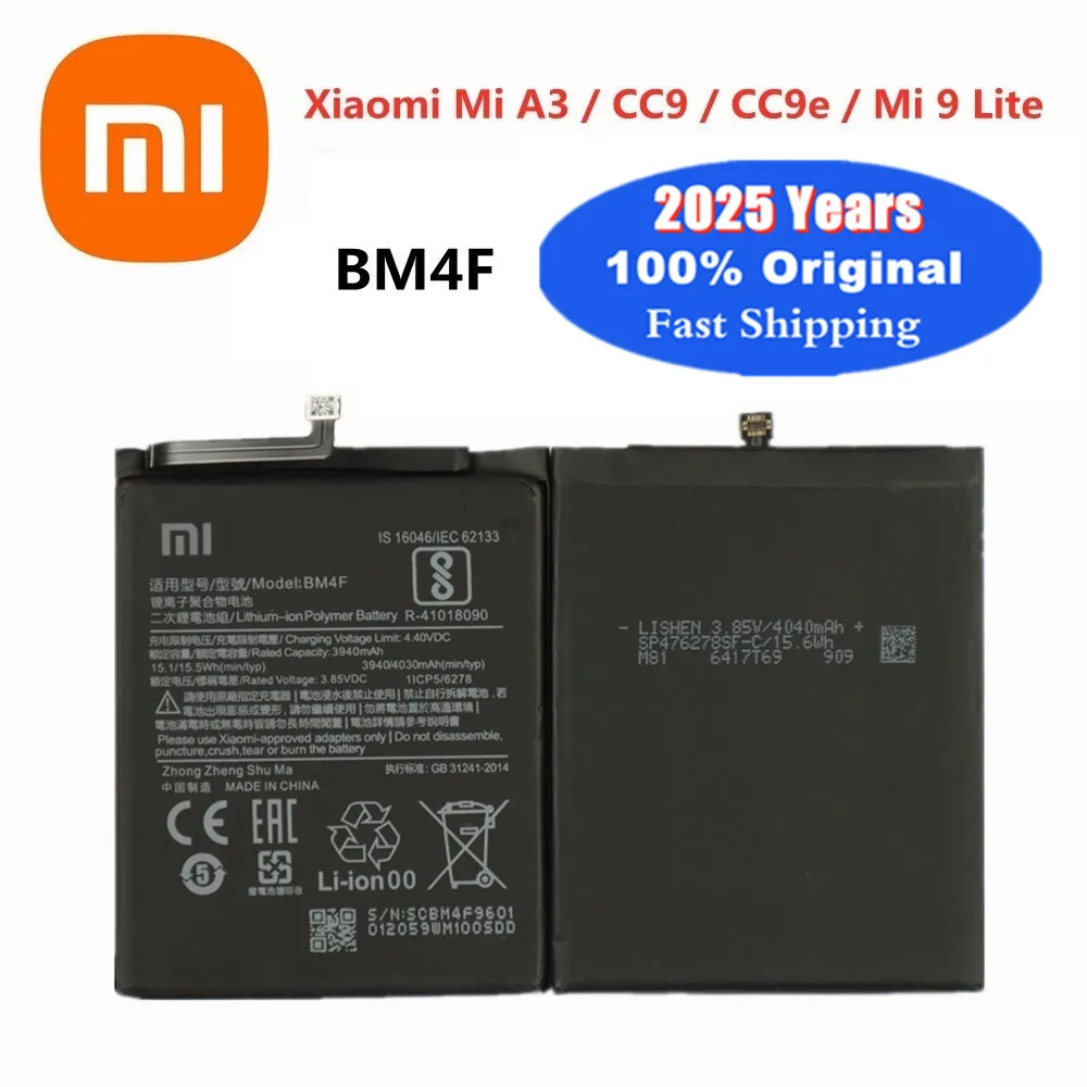 2025 Years Xiao mi 100% Original Battery BM4F For Xiaomi Mi A3 CC9 CC9e Mi 9 Lite Mi9 Lite 4030mAh Replacement Batteries Bateria