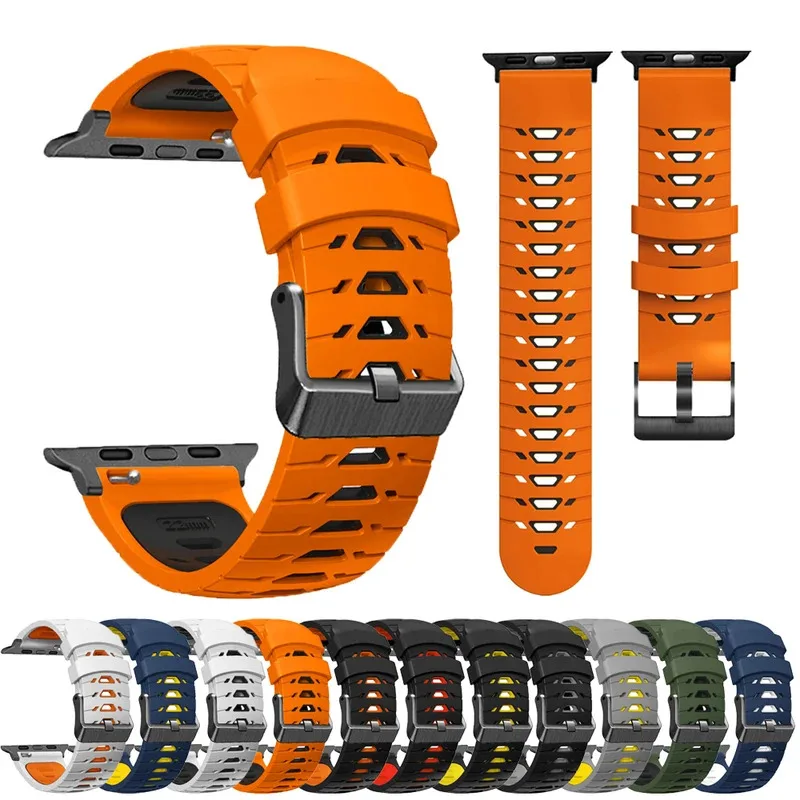 

Silicone Strap For Apple Watch ultra Band 49mm 45mm 44mm 42mm correa bracelet For iwatch Series 9 8 7 6 se Accessories