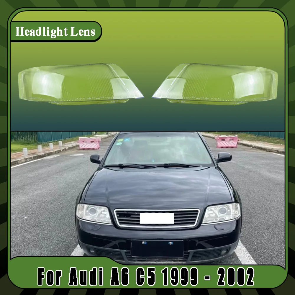 

For Audi A6 C5 1999 2000 2001 2002 Front Car Protective Headlight Glass Lens Cover Shade Shell Transparent Light Housing Lamp