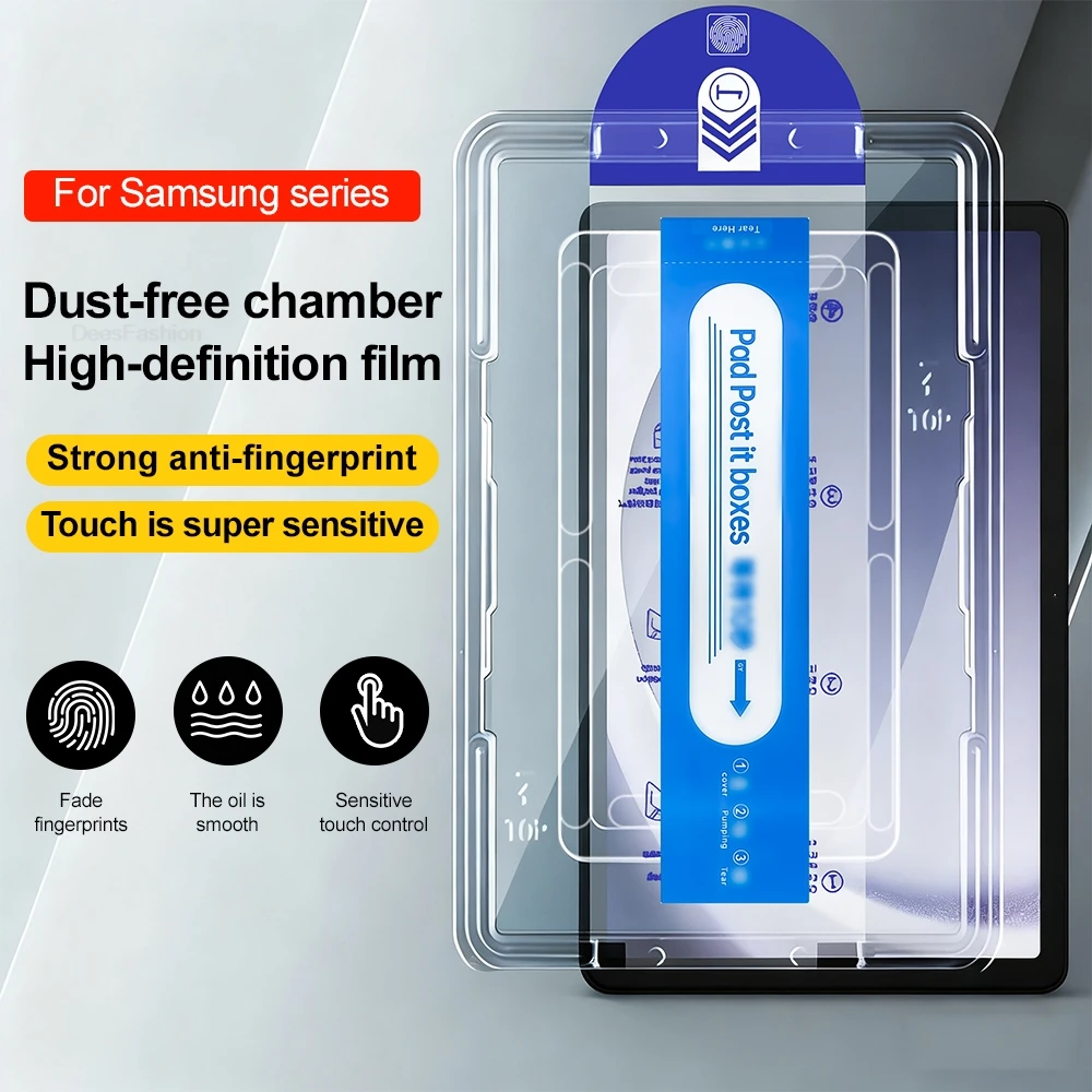 Tempered Glass Screen Protector Dust Free For Samsung Galaxy Tab A8 A9 Plus S10 FE Plus S7 S8 S9 S6 Lite S11 One Click Dust Free