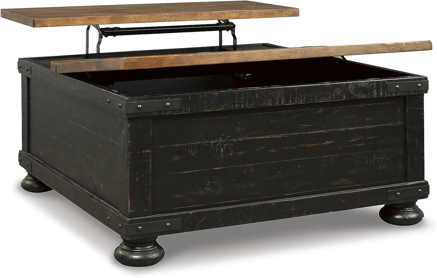 [New Arrival!]Valebeck Farmhouse Lift Top Coffee Table with Storage, Distressed Brown & Black Finish