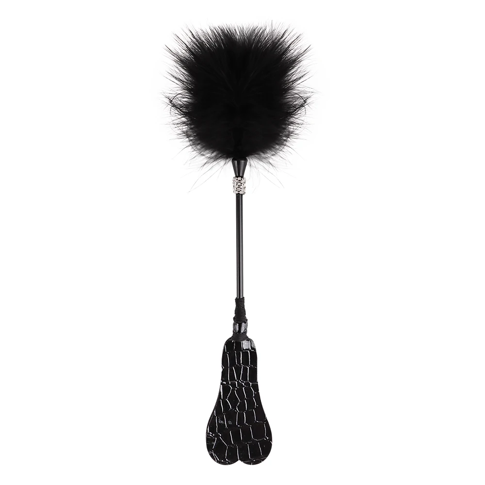 BDSM Leather Feather Tickle Flogger Plus Leather Paddle Fetish Whip Slap Buttom Adult Flirting Sex Toys for Women and Couples